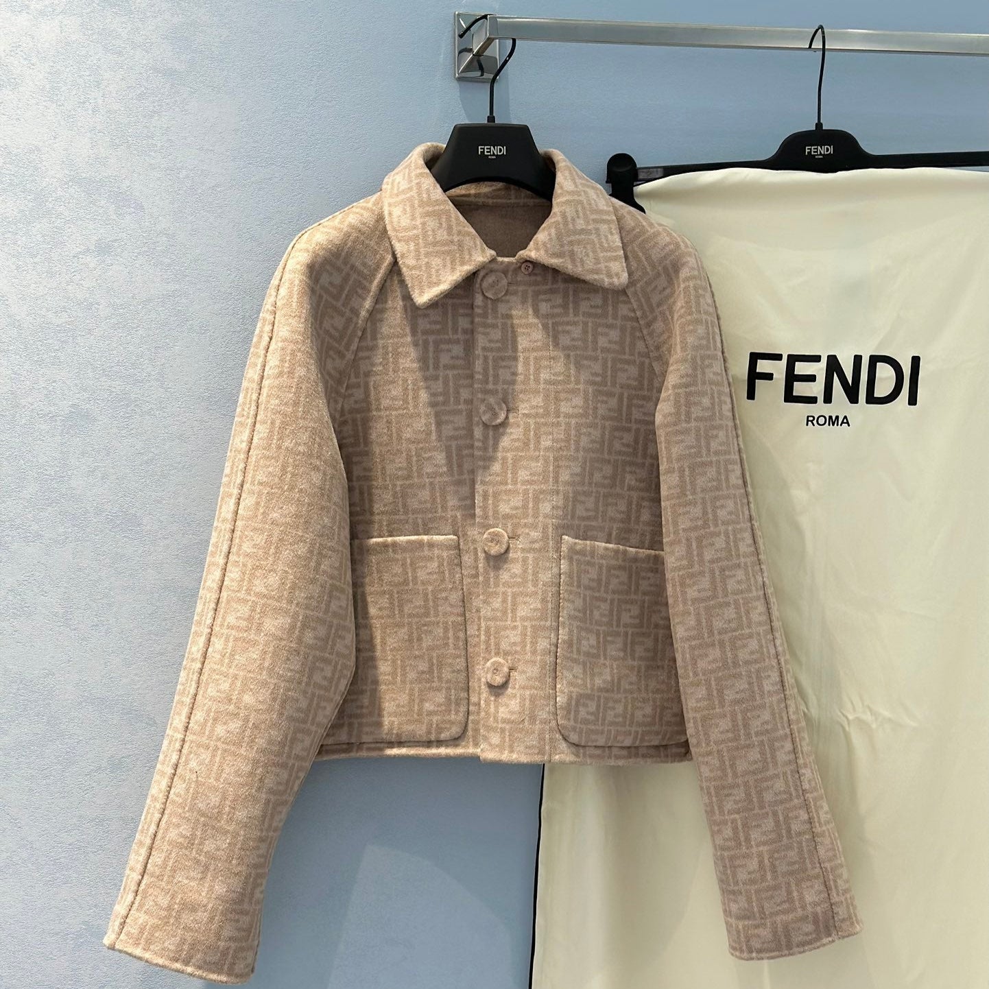Monograph Reversible Wool Cropped Coat - FENDI