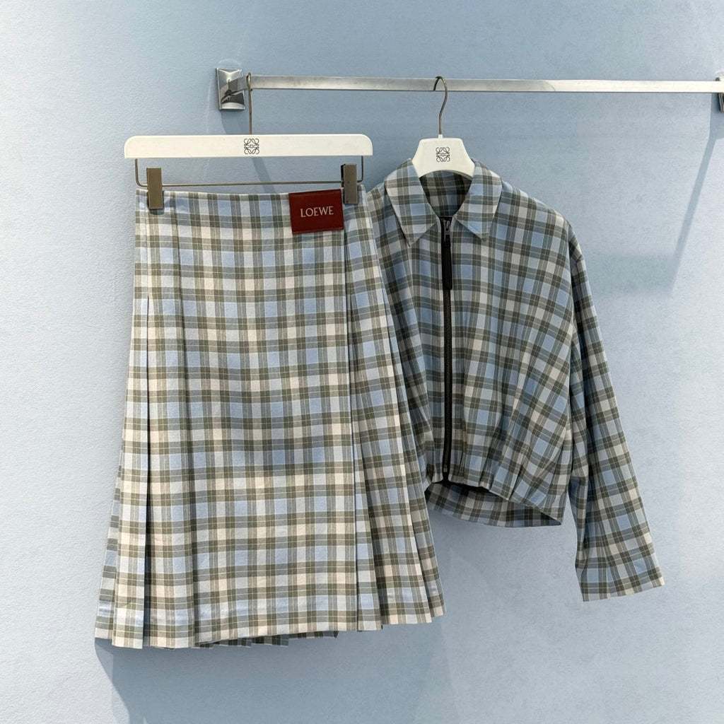 One-Piece Skirt with Checkered Leather Patches - LOEWE