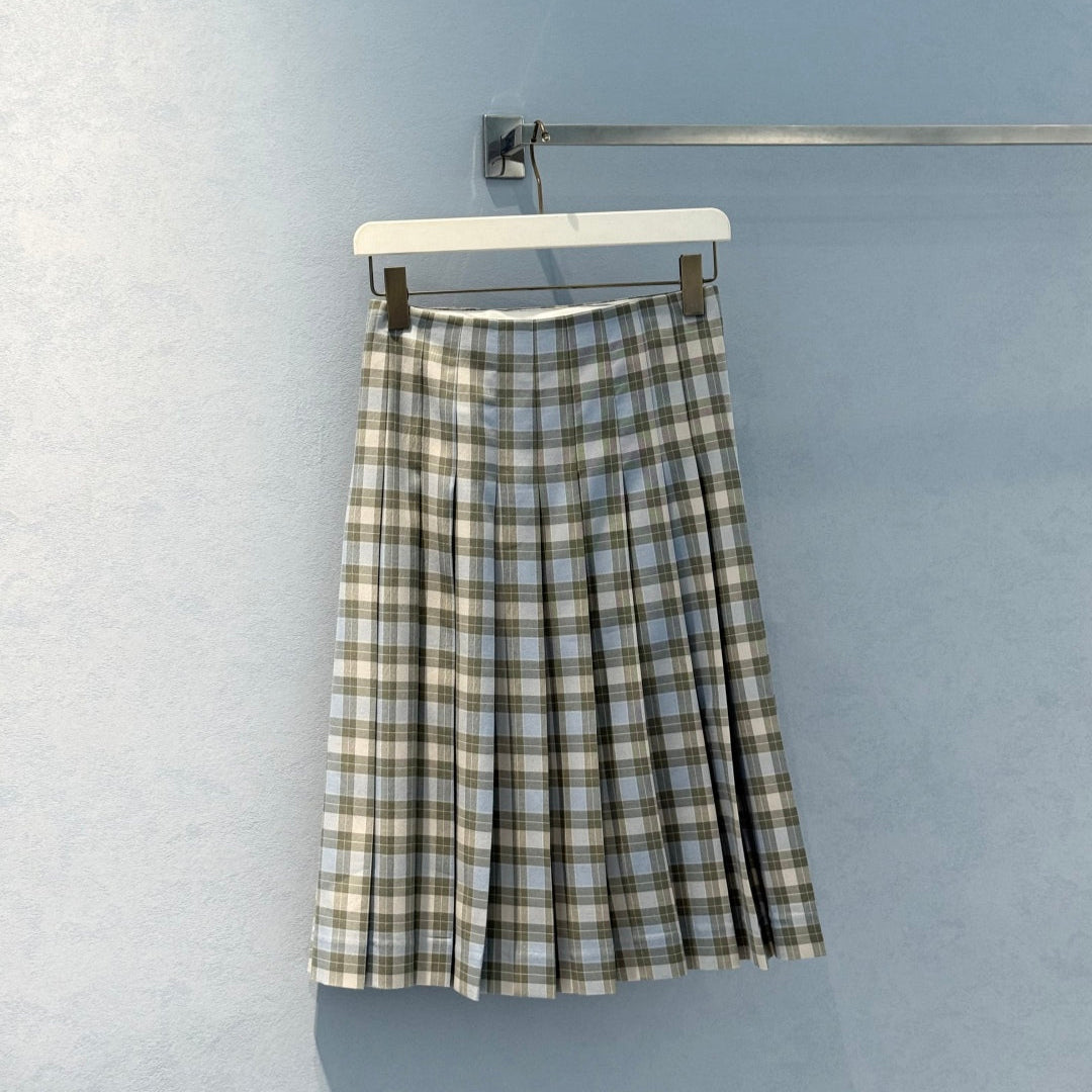 One-Piece Skirt with Checkered Leather Patches - LOEWE
