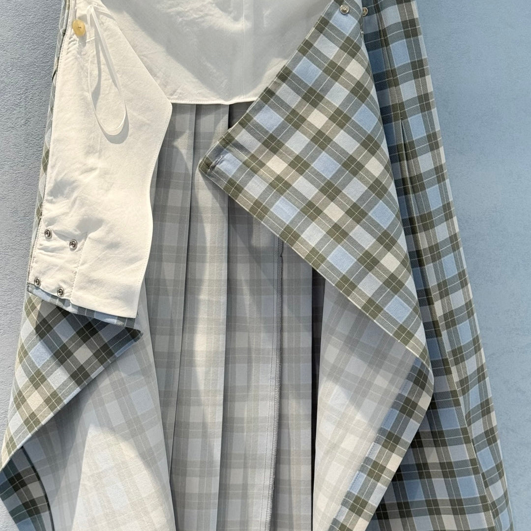 One-Piece Skirt with Checkered Leather Patches - LOEWE